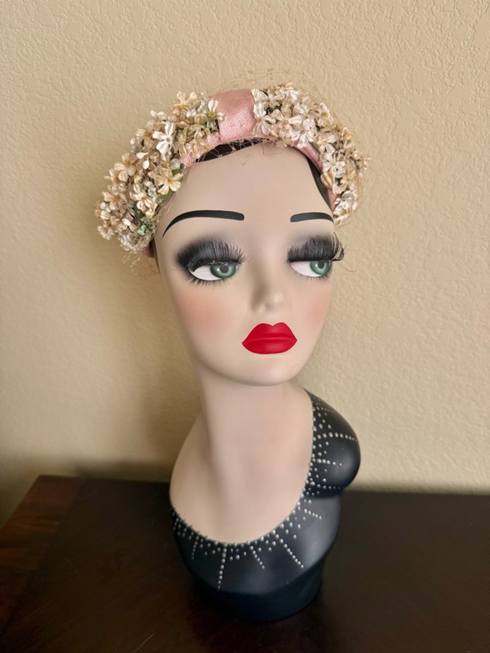 1950s Vintage Pink Floral Headband